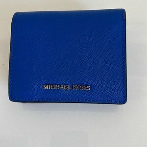 Michael Michael Kors Jet Set Carryall Card Case Leather Wallet in Electric Blue